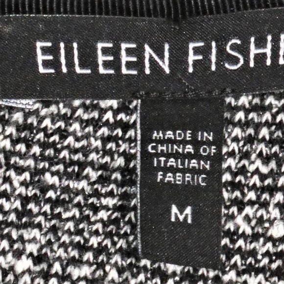 Eileen Fisher Black & Grey Tweed Textured Panel Sheath Dress Size M - Picture 9 of 9